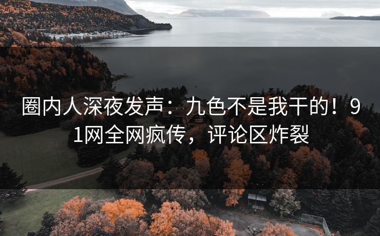 圈内人深夜发声：九色不是我干的！91网全网疯传，评论区炸裂