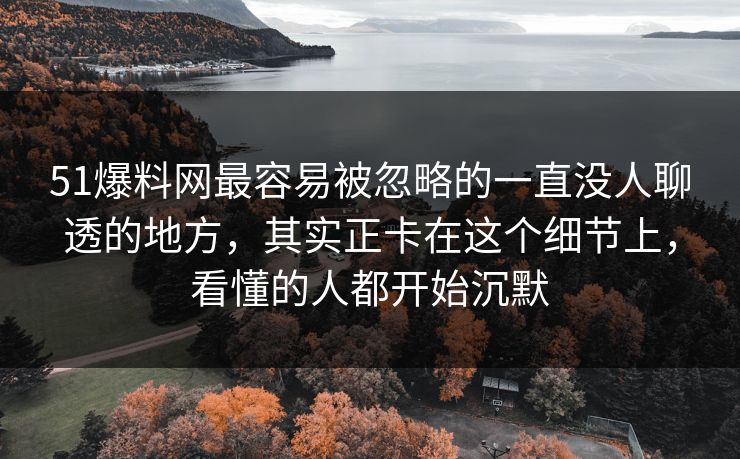 51爆料网最容易被忽略的一直没人聊透的地方，其实正卡在这个细节上，看懂的人都开始沉默