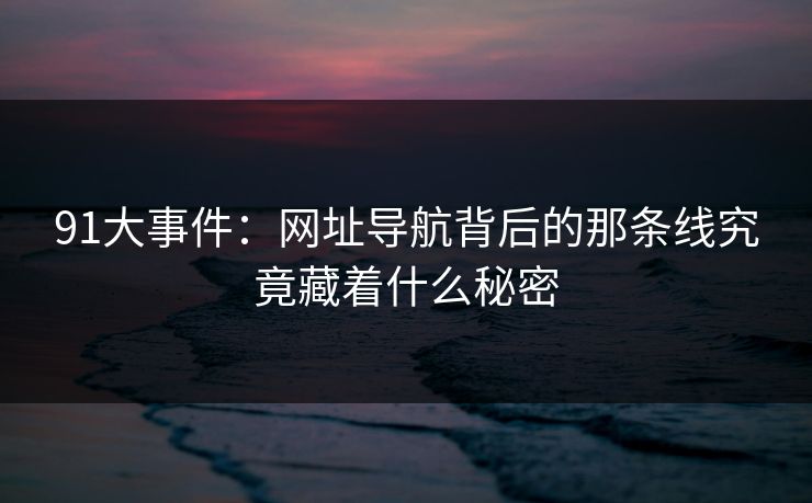 91大事件：网址导航背后的那条线究竟藏着什么秘密