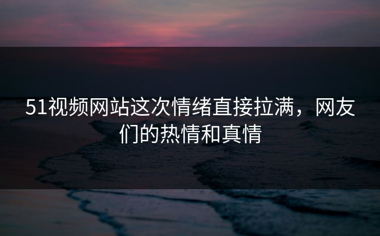51视频网站这次情绪直接拉满，网友们的热情和真情